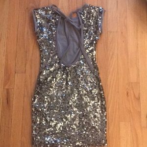 XS silver sequin mini dress